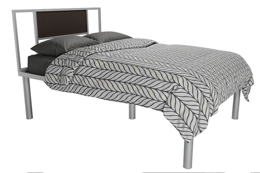 Uptown headboard in Cafelle and Kessler Silver on Full Bed.