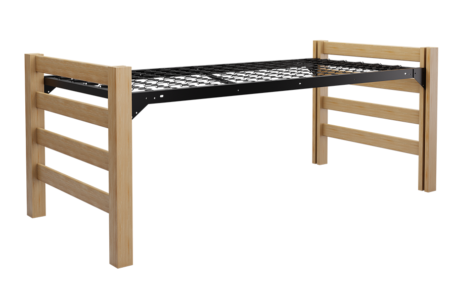Spring Desk with Solid Wood Bed Ends in Natural – Twin