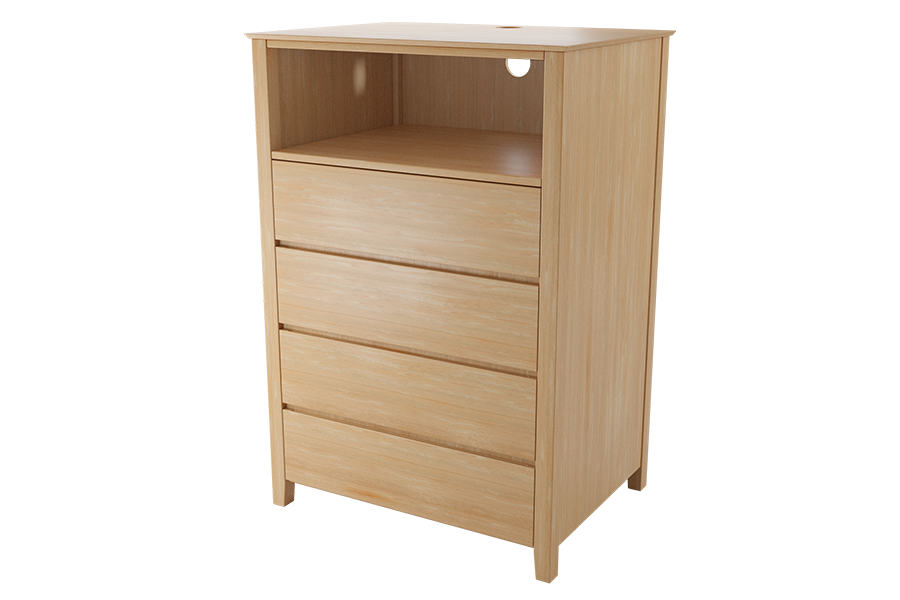 GSA Solid Wood 4-Drawer Chest with Storage Shelf in Natural