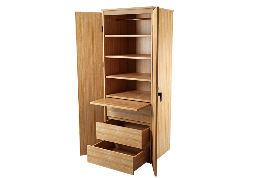 Solid Wood 2 Full Length Door Wardrobe Interior