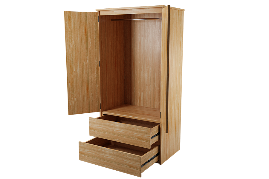 Solid Wood Two-Drawer Wardrobe
