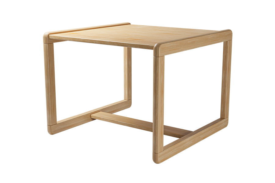 Solid wood open sled-base end table in Natural