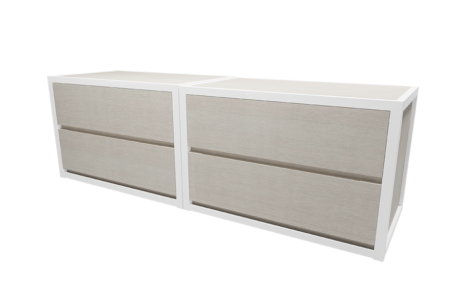Mixed Medium Chest Set in White and White Twill Laminate