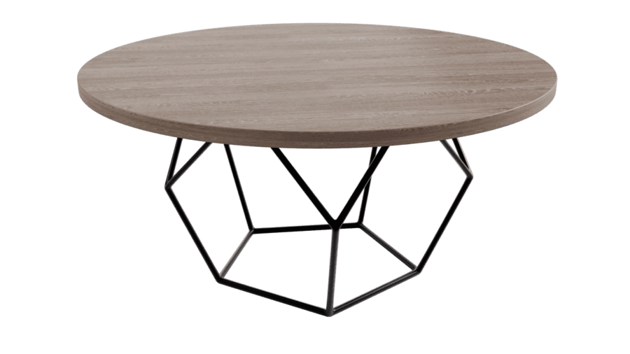 CT001 Circle Coffee Table in Black and Toulouse Oak