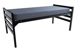 metal-twin-bed-black Twin Metal Bed in Black, featuring 4-slat metal bed ends with spring unit.
