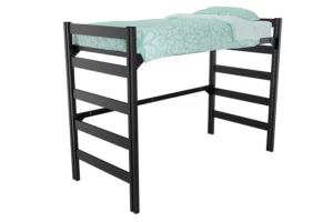 Graduate_Bed_Config_Open_Tall_Mattress_BLK Tall Metal Bed ends in Black, Open Loft