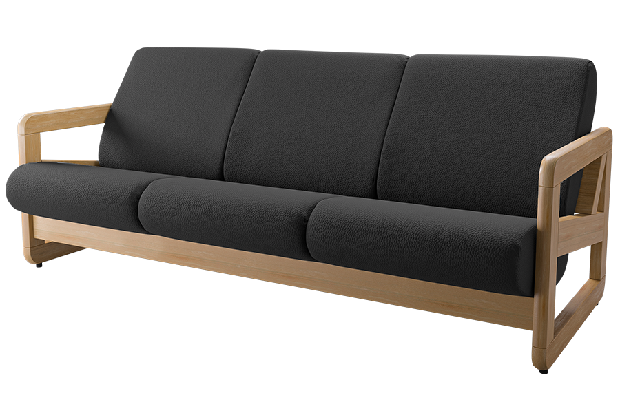 Revloc Open Arm Sled Sofa in Dillon Black