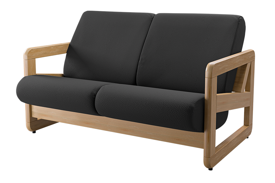 Revloc Open Arm Sled Loveseat in Dillon Black