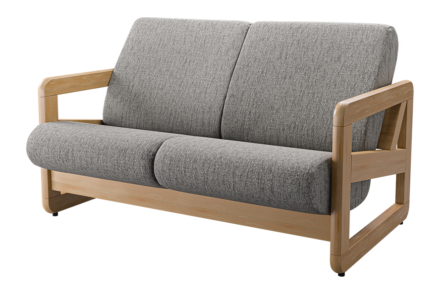 Revloc Open Arm Sled Loveseat in Punch Flint