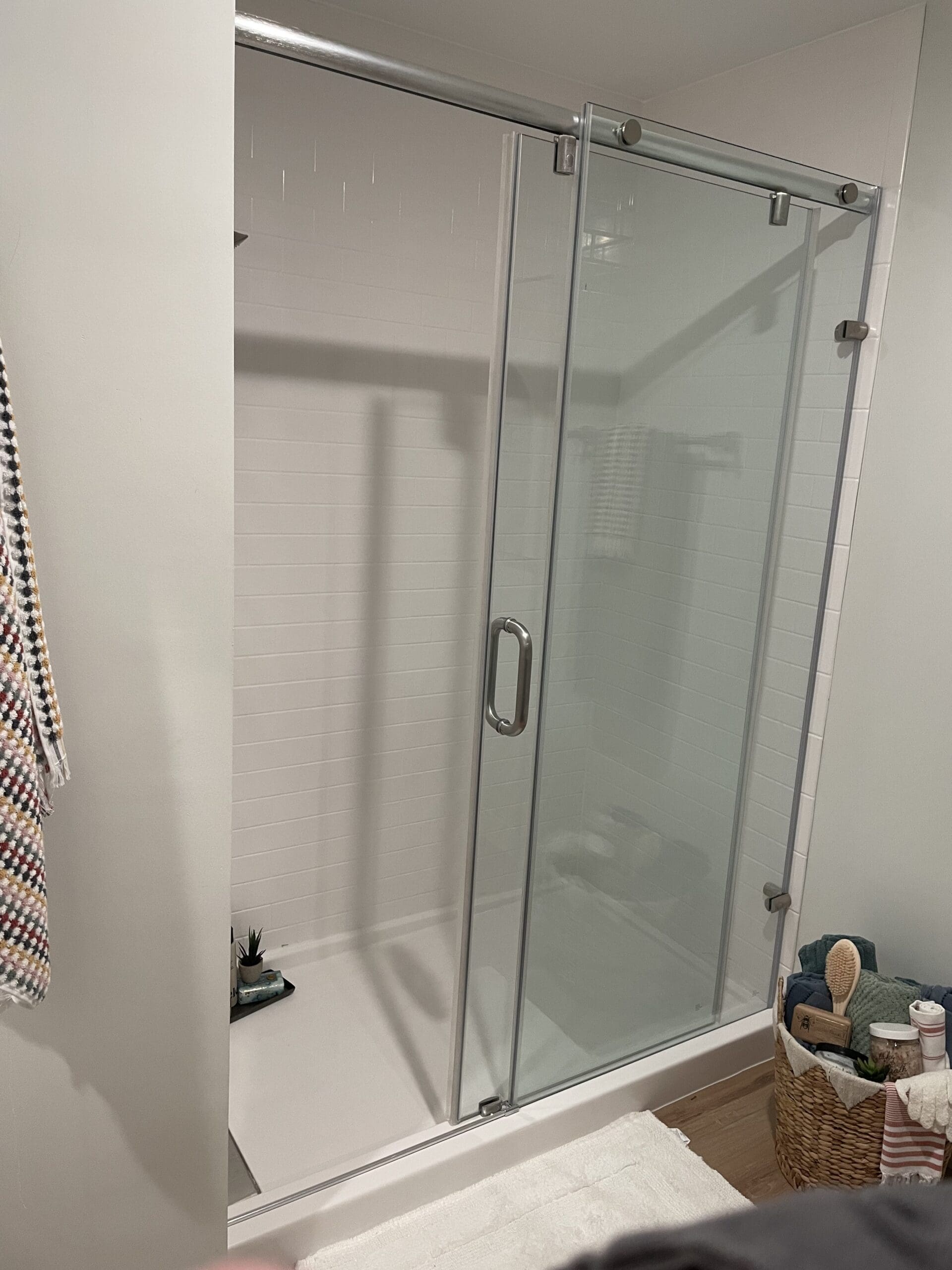 Frameless Shower Door installation in Ithaca New York.