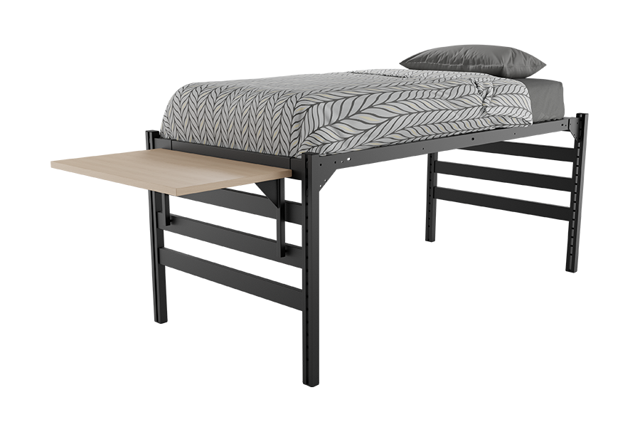Calla Hanging Desk mounted on Metal Bed Setup.