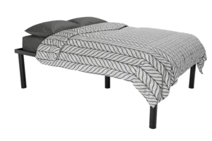 Full XL Metal Tube Bed in Black (Shown with mattress)