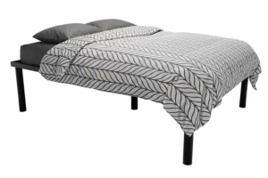 Queen XL Metal Tube Bed in Black (shown with mattress)