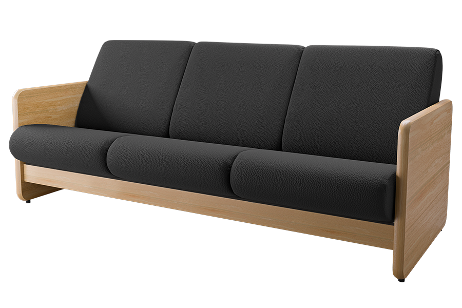 Revloc Solid Arm Sofa in Dillon Black