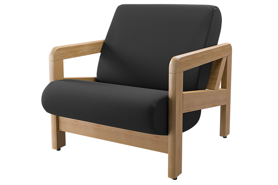 Revloc Open Arm Chair in Dillon Black