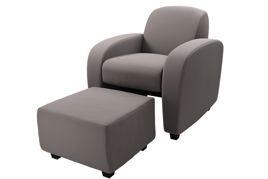 Sebring Chair with Storage Ottoman in Dillon Stratus