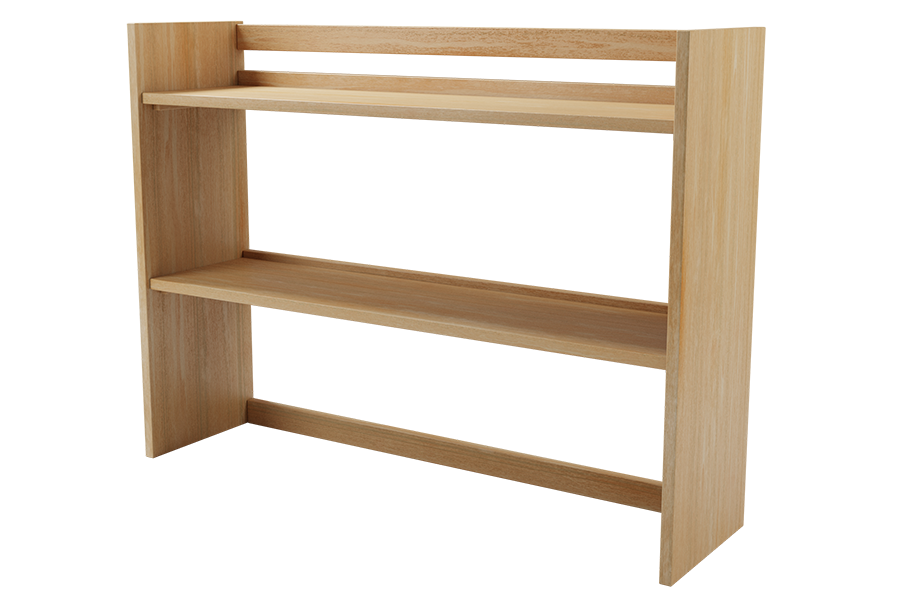 GSA Solid Wood Series Desk Carrel with Two Shelves in Natural
