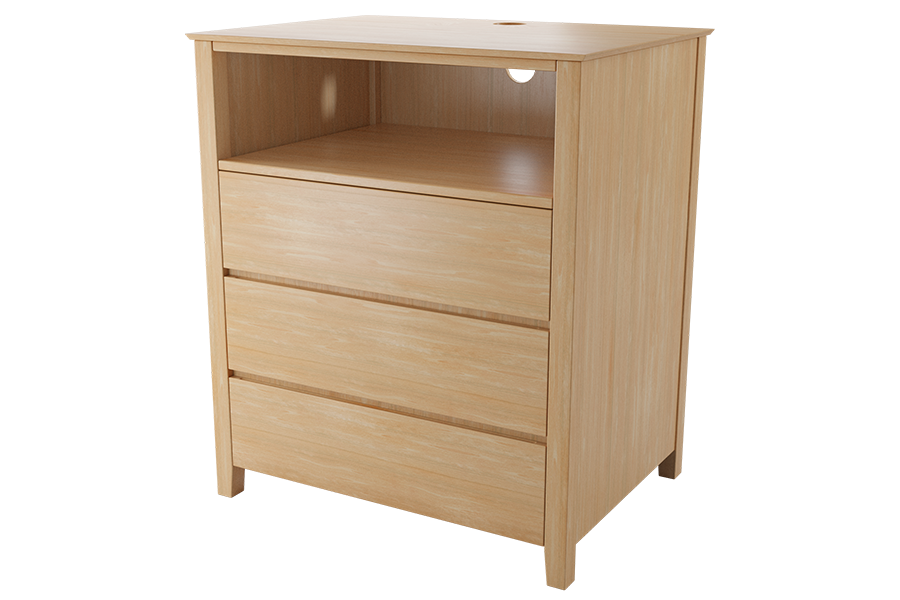 GSA Solid Wood 3-Drawer Chest with Storage Shelf in Natural