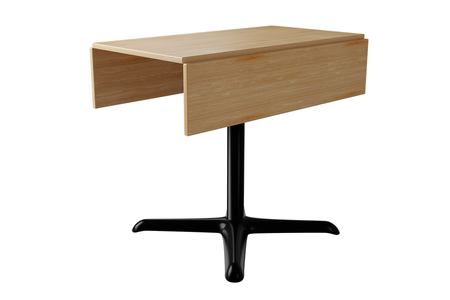 GSA Metal Series Drop leaf table with laminate top and metal base.