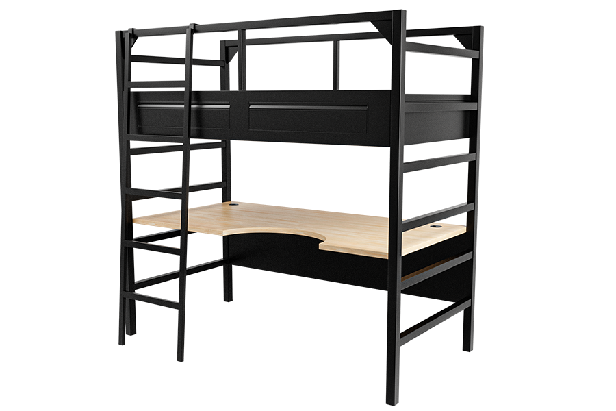 GSA Metal Series Lofted Bed with Laminate Desk and Metal Ladder