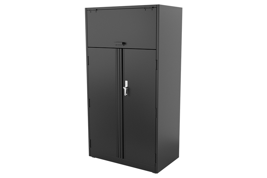 GSA Metal Wardrobe with Flip-up Door in Black