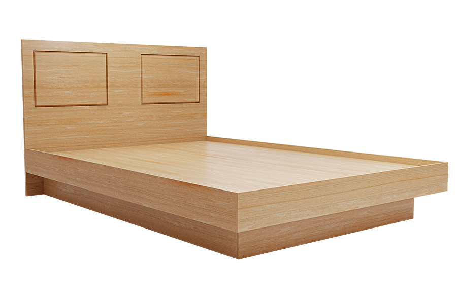 GSA Wood Series Full Size Bed with Platform & Raised Headboard