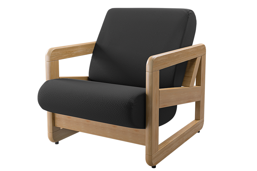 Revloc Open Arm Sled Chair in Dillon Black